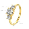 bagues creuses originales en or 18 carats moissanite pour femme, bijoux en or fin, 3 diamants, 1ct