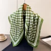 luxe femmes soie hijab écharpe bandana enveloppement blanc vert grille concepteur carré foulards foulard châle foulard bandeau de cheveux foulard