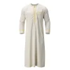 vêtements islamiques musulmans hommes jubba thobe imprimé fermeture éclair kimono longue robe saoudienne musulman porter abaya caftan islam dubaï robe arabe
