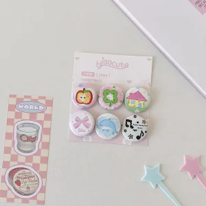 Ensemble de broches en métal, 6 pièces, épingles décoratives, ensemble de badges de dessin animé, Mini broches pour sac en toile, vêtements, sac à dos