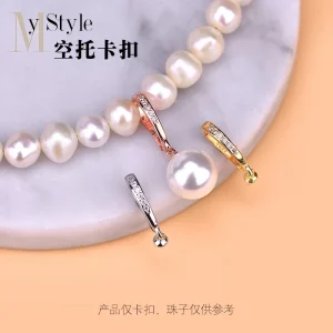 Fermoir en zircon incrusté d&rsquo;argent pur S925, accessoires de bricolage pour bijoux, avec support de perles et fermoir pendentif