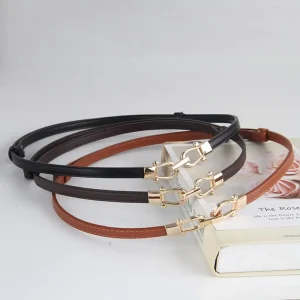 Ceinture fine en cuir PU pour femme, ceinture élégante, ceinture en alliage, ceinture réglable, mode féminine