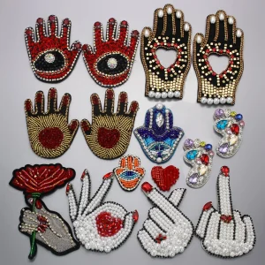 Patch perlé à la main en strass, pour vêtements, couture sur perles, appliqués, vêtements, chaussures, sacs, décoration, bricolage, bande B359