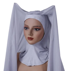 Foulard Hijab en mousseline de soie 2 en 1, couleur unie, de haute qualité, avec ensemble Niqab, foulard instantané et sous le capuchon pour femme musulmane, nouvelle collection