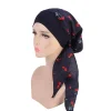 femmes imprimé pré attaché turban casquette longue queue foulard extensible bandana musulman hijab casquettes intérieures perte de cheveux couverture bonnets bonnet