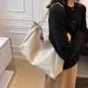 sac fourre tout en cuir pu souple pour femme, sac à bandoulière rétro, sacs de seau portables décontractés, poudres sous les bras, grande capacité, mode initiée