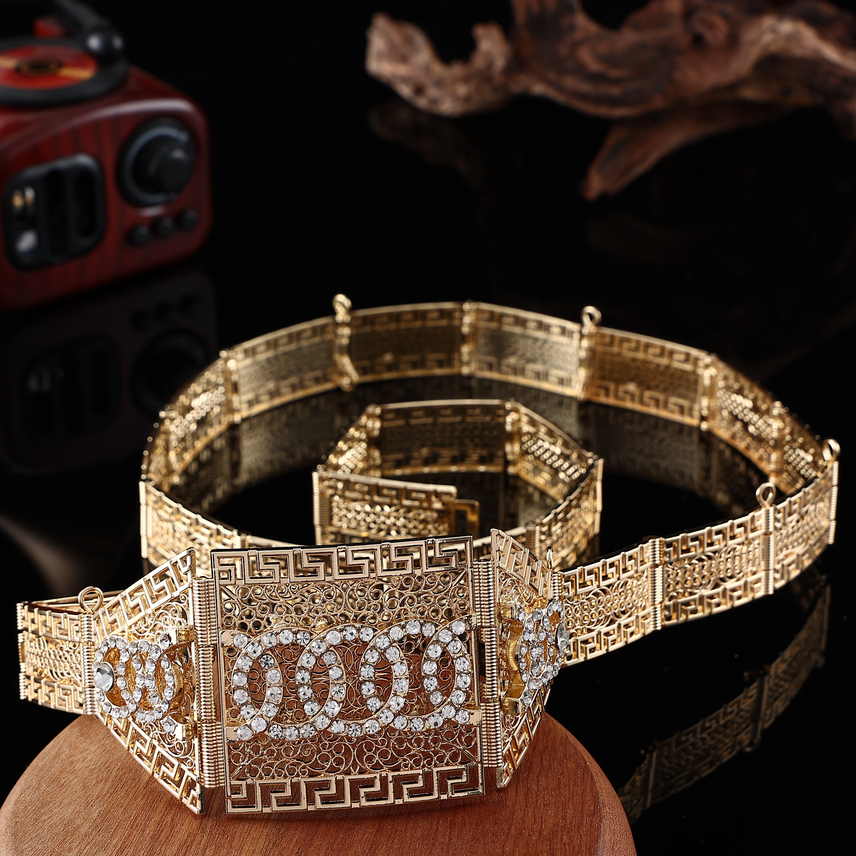 Chaîne de ceinture à motif géométrique pour femmes, longueur réglable, nouvelle chaîne de taille Chic marocain pour robe de mariée, accessoires de luxe pour le corps