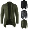 vendus cardigan overlap à manches sulfpour homme, col châle, ouvert devant, y top