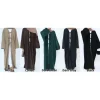 abaya ouvert en velours côtelé d'hiver, kimono de dubaï modeste avec poches, robe pour femme musulmane, cardigan épais et chaud sur le devant avec nœuds