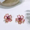 boucles d'oreilles 2025, nouvelle tendance des ventes, bijoux de haute qualité, fleur, breloques de luxe à la mode, en acier inoxydable, rose, jaune, vêtements pour femmes
