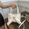 sac à main avec nœud en pu pour femmes, sac à bandoulière tendance, fourre tout carré de grande capacité, couleur unie, sac à bandoulière simple pour fête et vacances