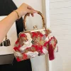 pochette de soirée de luxe pour femmes, pochette de mariée, sac à main avec chaîne, sacs à bandoulière, petit sac à main de fête, poignée en rotin, fourre tout