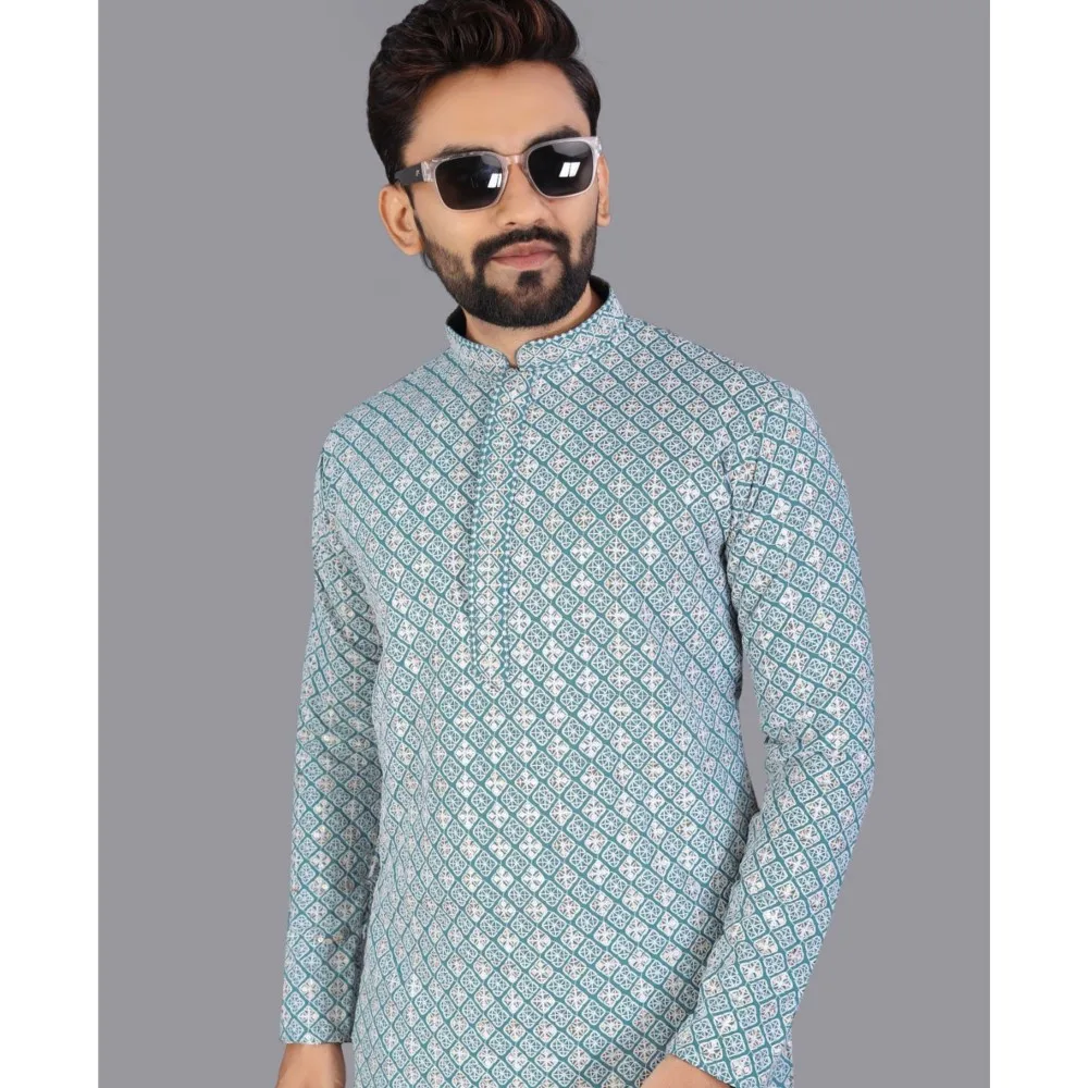 robe abaya arabe islamique de luxe pour hommes, style national, imprimé ethnique, col montant, mi longue, ropa arabe hombre kurta