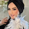 casquettes hijab pour femmes, tissu élastique, diamants, turban musulman instantané, prêt à porter, décoration à fixer à chaud