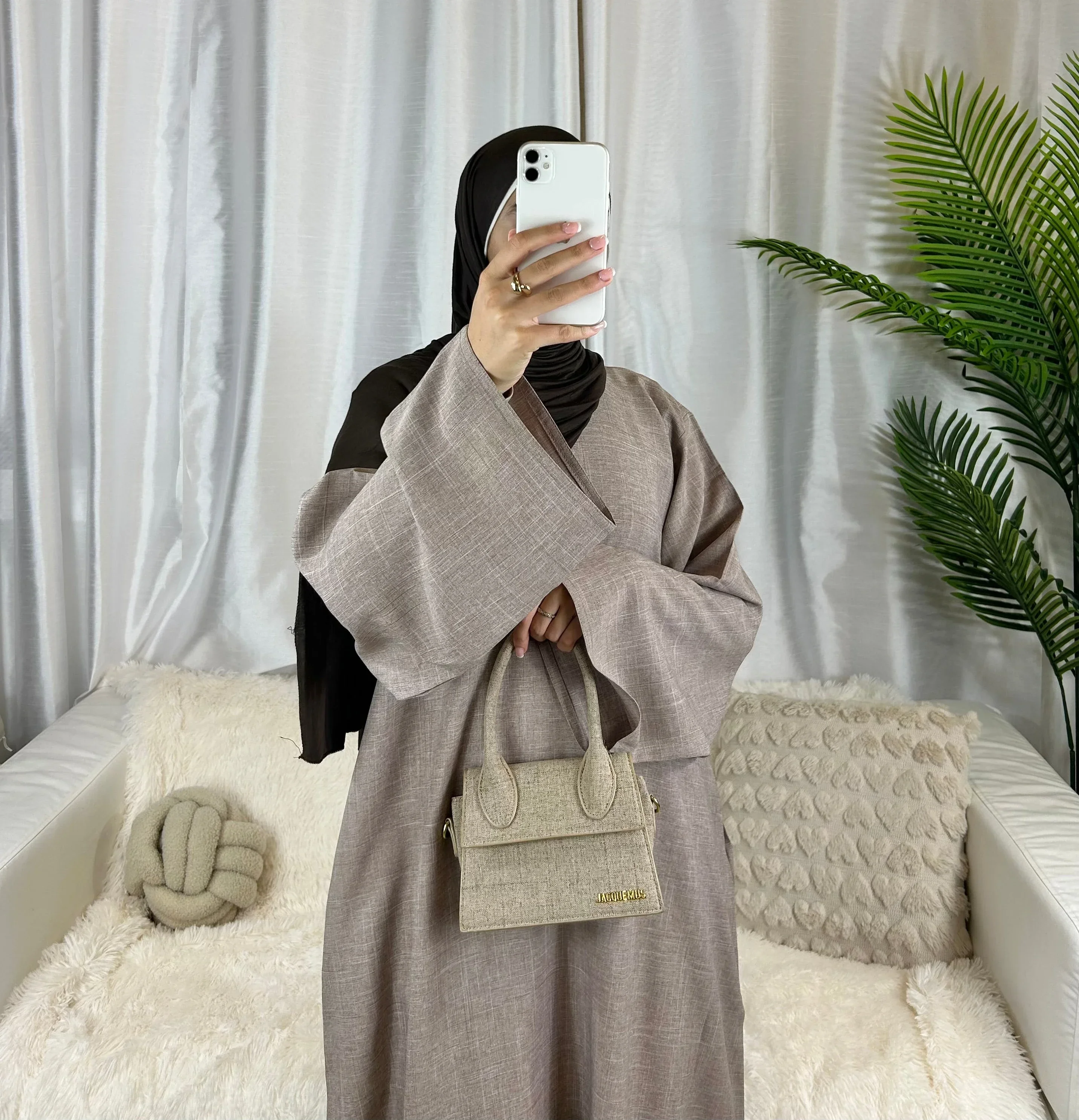 Lin uni fermé Abaya dubaï luxe musulman Hijab robe turquie décontracté robes africaines Abayas pour les femmes Ramadan Eid Islam caftan