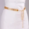 chaîne de taille en métal doré pour femmes, punk, ceinture de luxe, design creux, pour robe, jupe, sangle décorative