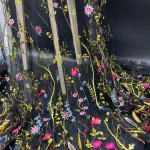 Tissu brodé Waterweed, tissu pour robe brodée, tissu en dentelle brodée pour robe de femme à la mode