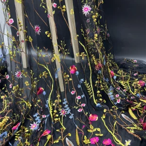 Tissu brodé Waterweed, tissu pour robe brodée, tissu en dentelle brodée pour robe de femme à la mode