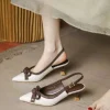 sandales fermées pour femme été 2025 chaussures sexy nœud bout pointu avec talons bas h confort chic et élégant chaussures pour femmes quotidiennes