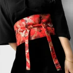 Ceinture Kimono de Style Vintage Japonais pour Femme et Homme, Large, artificiel astique à la Taille, Grue Florale, Haori, Obi