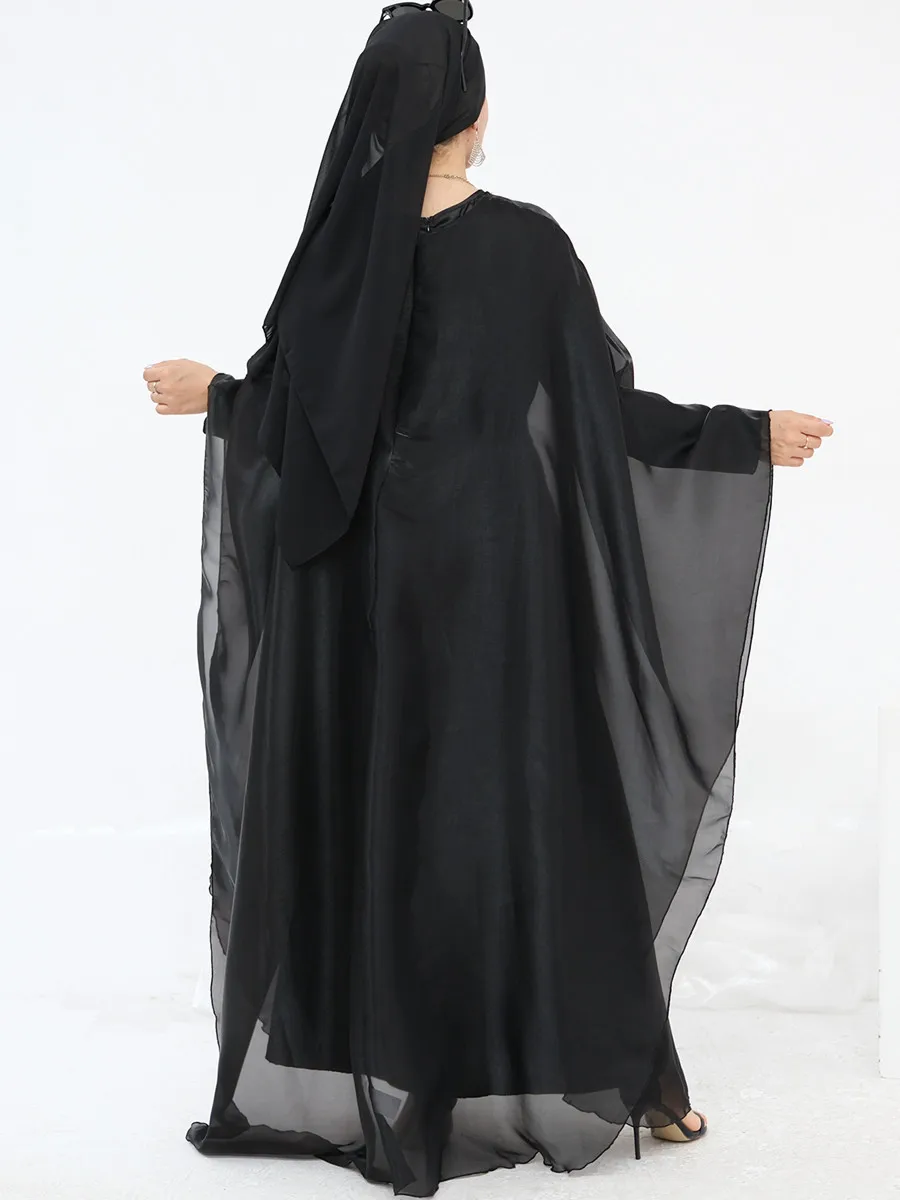 femmes musulmanes dubaï abaya deux pièces ensemble de luxe tache hijab robe longue caftan modeste ramadan robe femme islam vêtements ensemble kebaya