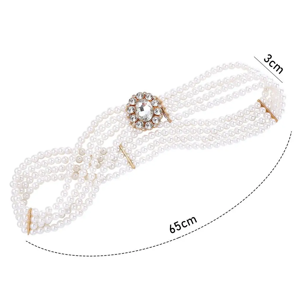 Ceinture élastique Vintage élégante pour filles, boucle en métal à fleurs, décoration de robe pour femmes, fausse perle, ceinture coréenne
