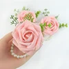 bracelet de corsage de poignet pour demoiselles d'honneur, accessoires de mariage, fleurs de roses pe, manchette artificielle, décor de fête de mariage
