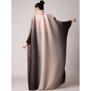 Abaya Robe grande taille pour femme Robe islamique formelle modeste Miyake plissée grand cardigan extensible pour les festivals traditionnels de l&rsquo;Eid