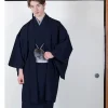 robe formelle traditionnelle japonaise pour hommes, kimono haba tissé, vêtement formel pour hommes avec ceinture en corne, robe longue