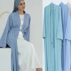 Ramadan lune brodé Abaya Kimono Damen dubaï luxe 2025 Islam caftan musulman robe modeste Kebaya Caftan Abayas pour les femmes
