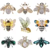 Broches d&rsquo;abeilles en strass pour femmes, unisexe, en émail, insectes, bureau, fête, ami, cadeaux de luxe amusants, bijoux, accessoires de décoration