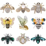Broches d&rsquo;abeilles en strass pour femmes, unisexe, en émail, insectes, bureau, fête, ami, cadeaux de luxe amusants, bijoux, accessoires de décoration