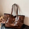 sac fourre tout de luxe vintage de grande capacité, sac à main polyvalent pour le travail de banlieue, classe d'étudiant, boucle de ceinture sous les bras, sac de shopping pour femmes
