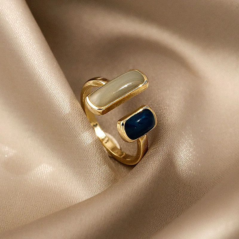 Bague en émail goutte à goutte colorée réglable pour femmes, mode rétro géométrique couleur or, anneaux en métal, bijoux de mariage, cadeau d'anniversaire, nouvelle collection