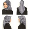 Femmes Hijab grand Satin carré mode écharpe Imitation soie cheveux emballage cadeau foulard couleur unie foulards