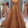 Robe de soirée arabe musulmane, avec des Appliques de luxe 3D, col haut, manches longues, Robe de soirée formelle, ligne a, personnalisée, 2025