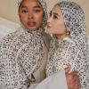 Écharpe hijab en satin de coton imprimé, nouveau design, respirant, doux, long, à la mode, Écharpe de sauna, hijabs musulmans, châle du ramadan