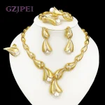 GZJPEI 4 pièces ensemble de bijoux en perles d&rsquo;eau douce Unique italie 18K plaqué or goutte d&rsquo;eau bijoux pour les femmes cadeau de mariage 2025 nouveau