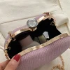 pochette de soirée pour femmes, sac à main brillant en forme de cœur, pochettes en métal, sac à bandoulière avec chaîne, sac à main de luxe pour dames