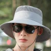 respirant décontracté pour hommes en plein air polyester visière chapeau femmes chapeau de soleil seau chapeau avec rabat de cou été protection uv