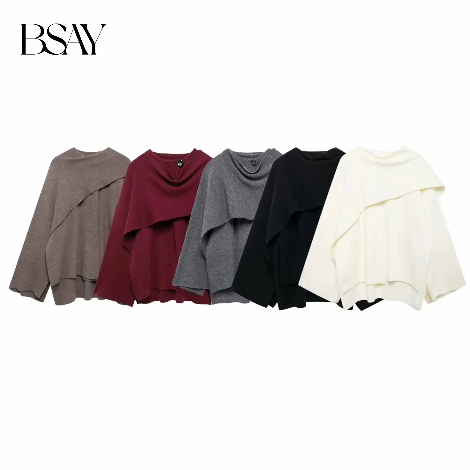 BSAY – Cardigan tricoté pour femmes, mode automne hiver, nouveau Style cape, pull court, vêtements d’extérieur Chic, manteau en tricot, 2024 BSAY – Cardigan tricoté pour femmes, mode automne hiver, nouveau Style cape, pull court, vêtements d’extérieur Chic, manteau en tricot, 2024