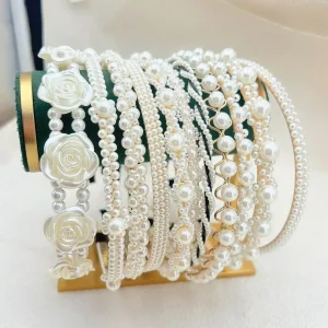 Bandeau en perles pour femmes, ultra-fantastique, style français, romantique, nouvelle tendance, nettoyage du visage, épingle à cheveux à couronne haute, hai haute densité