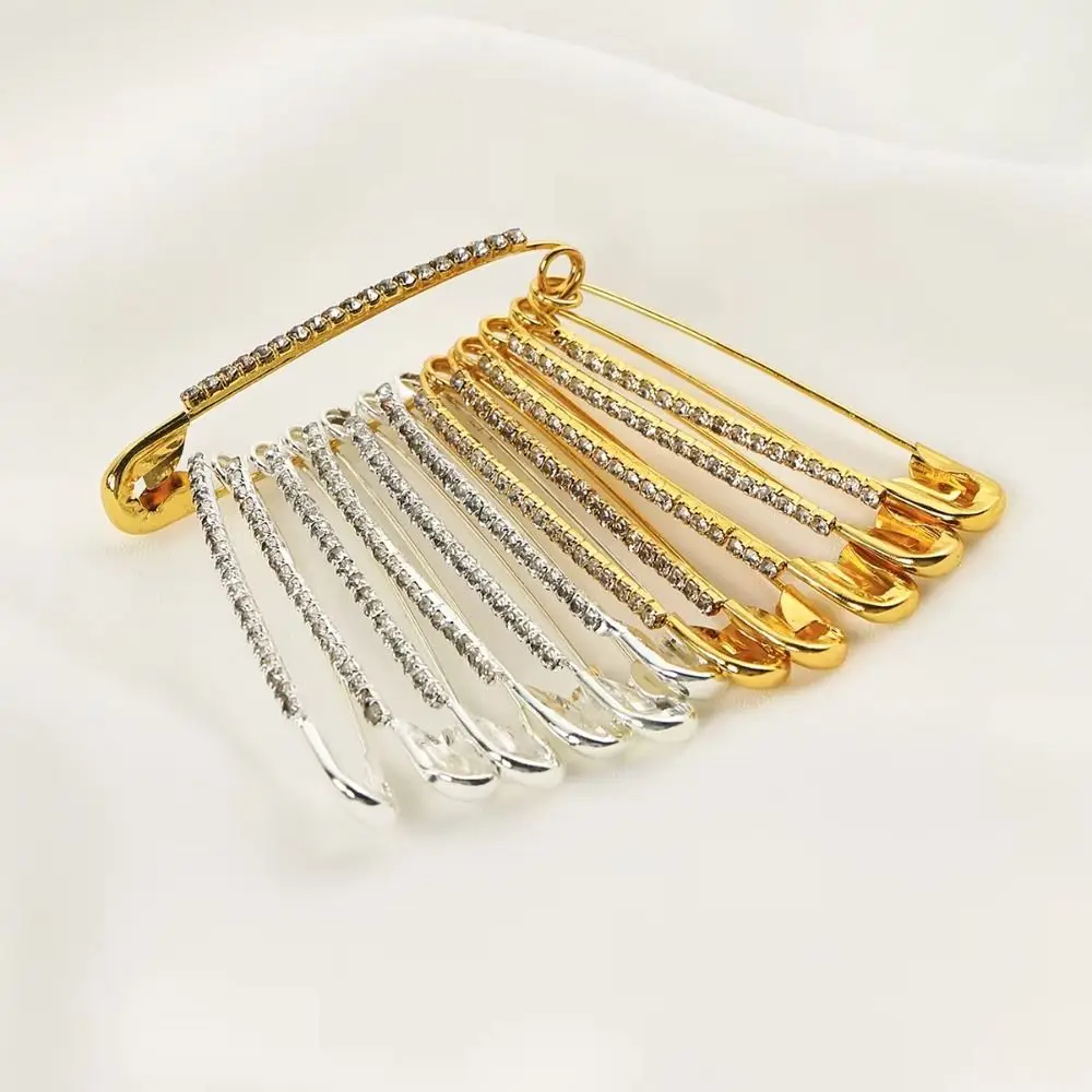 Épingles de sûreté en strass or/argent, accessoires de bijoux de Style coréen, épingles de robes de jupe, Design Vintage brillant