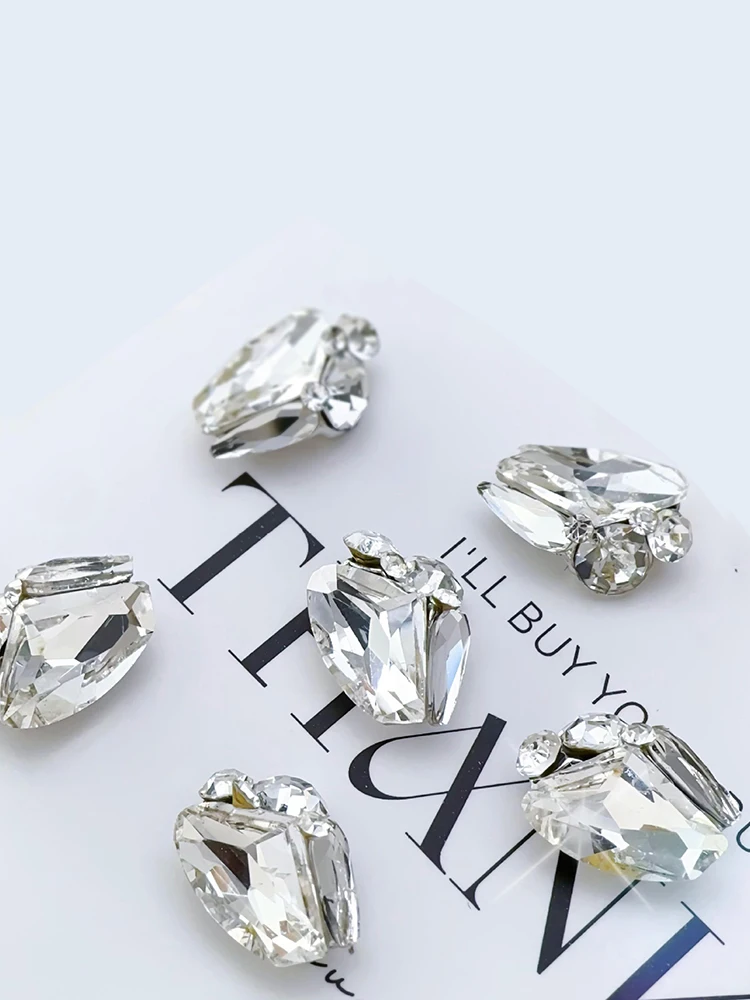 strass empilables en forme de cœur et irréguliers, 5 pièces, décoration pour nail art, diy