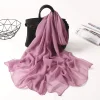 Foulards en mousseline de soie printemps été foulard en soie mode femmes couleur unie longue enveloppement doux Bandana musulman châle plage crème solaire Hijab
