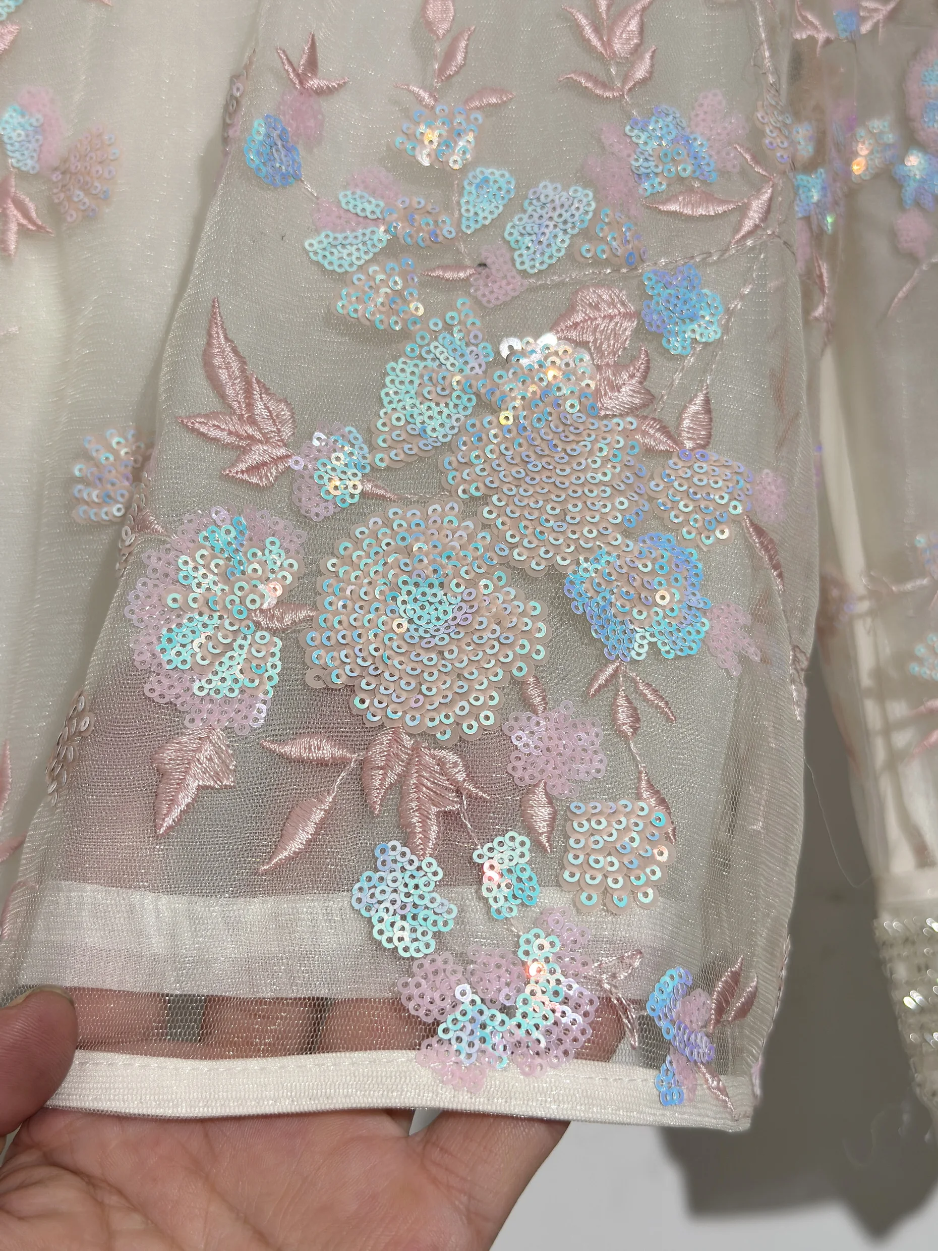 Amzing nouveau doux belle femmes brodé Floral paillettes 2 coupe perlée col en v Vintage haut Kimono veste Blouse Cardigan Streetwear