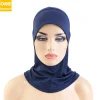 sous écharpe en coton avec trou d'oreille pour femme musulmane, hijabs intérieurs en jersey, casquettes rondes devant, bonnet turban féminin, nouveau