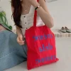sac de plage de grande capacité de couleur rose, sac de maquillage cosmétique rouge à lèvres pour femmes, sac à main en toile à bandoulière avec lettre ins, fourre tout