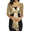 Écharpe métallique scintillante avec boucle, châle de soirée pour femmes, châles brillants or argent pour mariée, demoiselle d'honneur, enveloppes de mariage