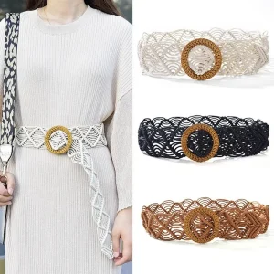 Sceau de taille tissé à la main de style ethnique pour femmes, ceinture rétro, ULd&rsquo;avertissement, joint de taille extra large, jumelé à une jupe, ceinture de manteau, mode